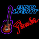 Bud Light Fender Red Guitar Beer Sign Handmade Art Neon Sign