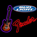Bud Light Fender Red Guitar Beer Sign Handmade Art Neon Sign