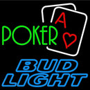Bud Light Green Poker Beer Sign Handmade Art Neon Sign