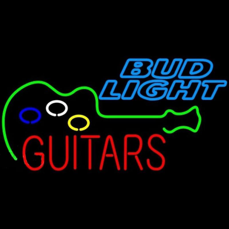 Bud Light Guitar Flashing Beer Sign Handmade Art Neon Sign