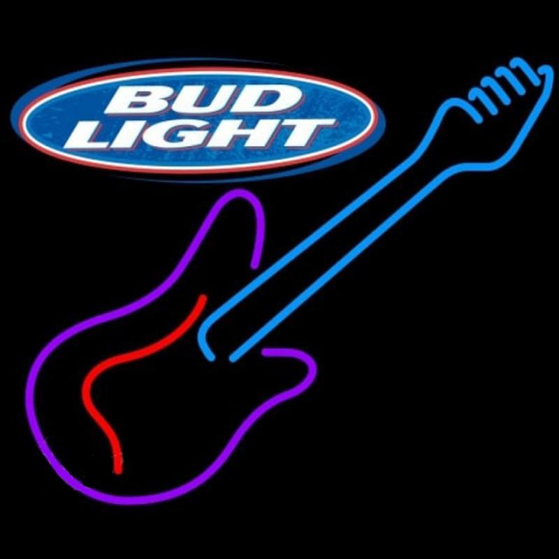 Bud Light Guitar Purple Red Beer Sign Handmade Art Neon Sign