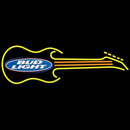 Bud Light Guitar Yellow Orange Beer Sign Handmade Art Neon Sign