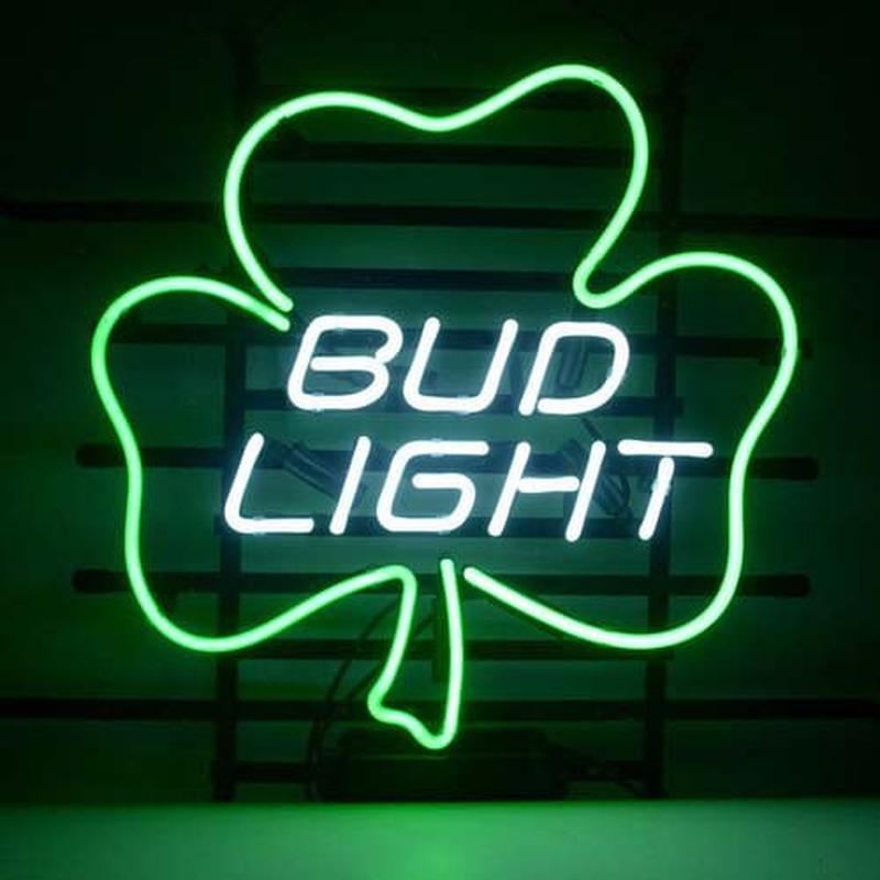 Bud Lucky Shamrock Handmade Art Neon Sign