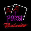 Budweiser Pink Lettering Red Aces White Cards Handmade Art Neon Sign