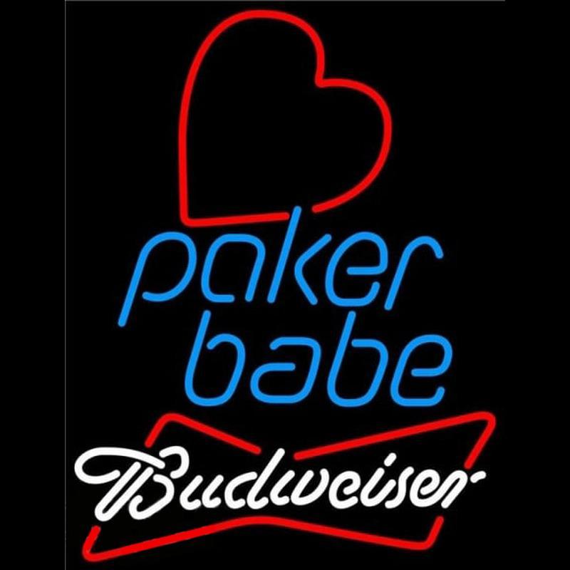 Budweiser Poker Girl Heart Babe Beer Sign Handmade Art Neon Sign