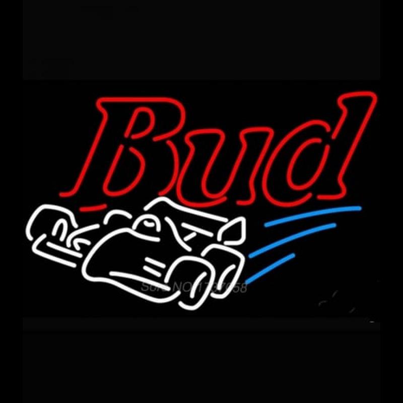Budweiser Race Car Beer Light Handmade Art Neon Sign