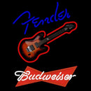 Budweiser Red Fender Blue Red Guitar Beer Sign Handmade Art Neon Sign