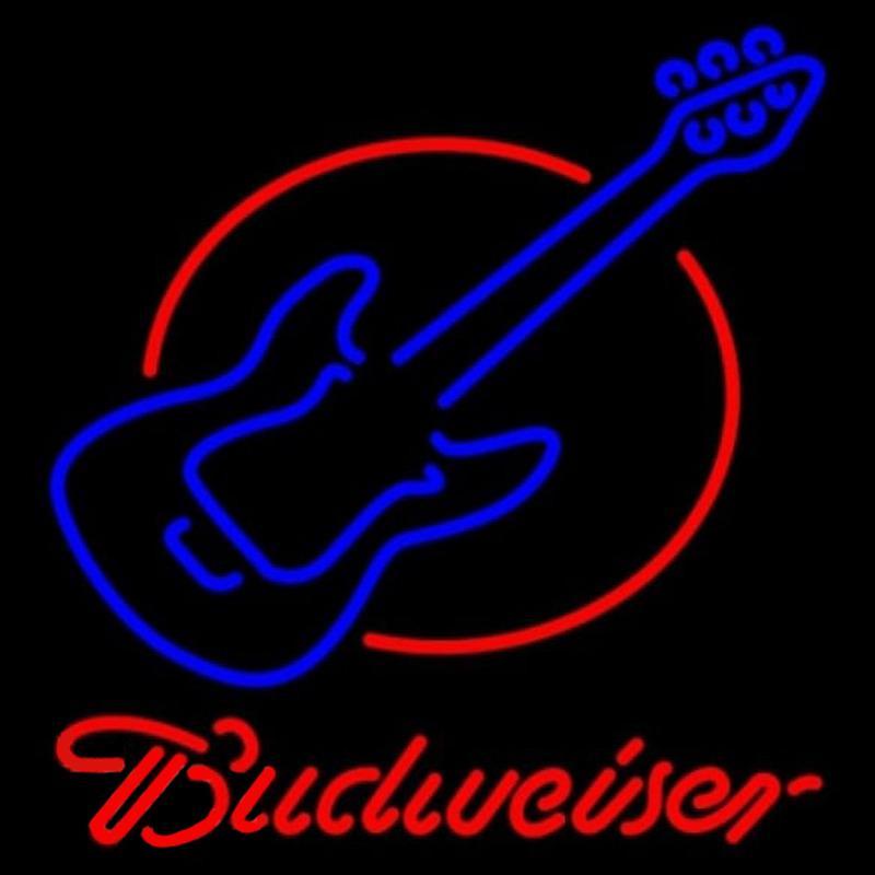 Budweiser Red Round Guitar Beer Sign Handmade Art Neon Sign