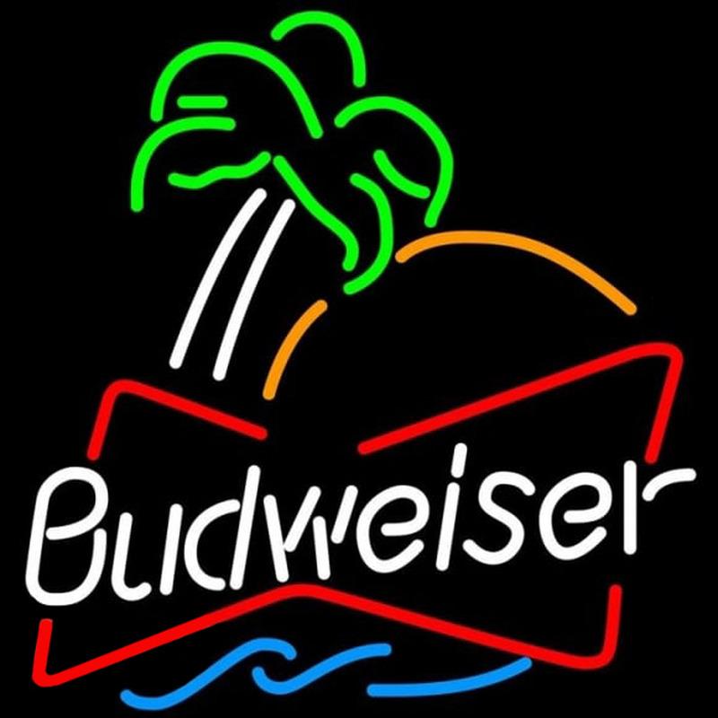 Budweiser Single Palm Tree Beer Sign Handmade Art Neon Sign