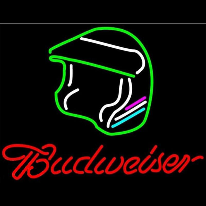 Budweiser Vintage Hascar Helmet8 Beer Sign Handmade Art Neon Sign