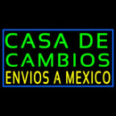 Casa De Cambios Envois A Mexico Blue Border Handmade Art Neon Sign