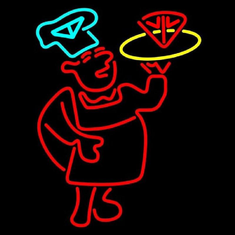 Chef With Pizza Handmade Art Neon Sign