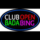 Club Open Bada Bing With Blue Border Handmade Art Neon Sign