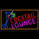 Cocktail Lounge And Martini Glass With Orange Border Handmade Art Neon Sign