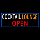 Cocktail Lounge Open With Blue Border Handmade Art Neon Sign
