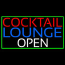 Cocktail Lounge Open With Green Border Handmade Art Neon Sign