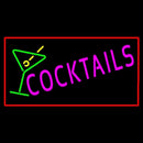 Cocktail with Cocktail Glass Red Border Handmade Art Neon Sign
