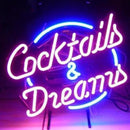 Cocktails And  Dreams Handmade Art Neon Sign