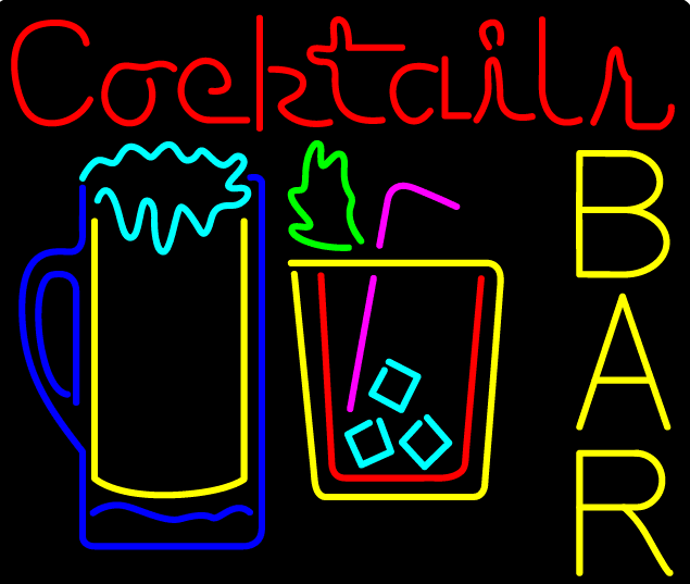 Cocktails Bar Open Handmade Art Neon Sign