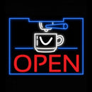 Coffee Cup Open Handmade Art Neon Sign
