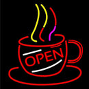 Coffee Cup With Open Handmade Art Neon Sign