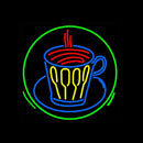 Coffee Glass With Spoon Handmade Art Neon Sign