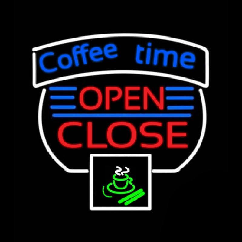 Coffee Time Open Close Handmade Art Neon Sign