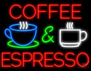 Coffee and Espresso Block Neon Sign