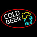 Cold Beer And Beer Mug Oval With Red Border Handmade Art Neon Sign