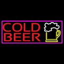 Cold Beer And Beer Mug With Pink Border Handmade Art Neon Sign
