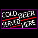 Cold Beer Served Here With Pink Border Handmade Art Neon Sign