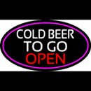 Cold Beer To Go Open Oval With Pink Border Handmade Art Neon Sign