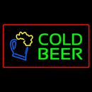Cold Beer with Red Border Handmade Art Neon Sign