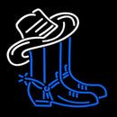 Cowboy Boots Logo Block Handmade Art Neon Sign