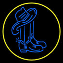 Cowboy Boots Logo With Red Border Handmade Art Neon Sign