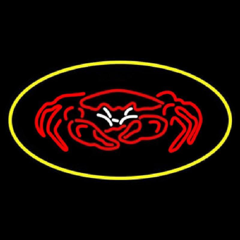 Crab Seafood Logo Oval Yellow Handmade Art Neon Sign