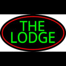 Cursive Green Lodge And Red Border Handmade Art Neon Sign