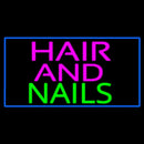 Cursive Hair And Nails With Blue Border Handmade Art Neon Sign