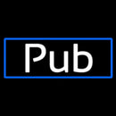 Cursive Pub With Blue Border Handmade Art Neon Sign