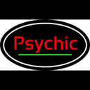 Cursive Red Psychic White Border With Green Line Handmade Art Neon Sign