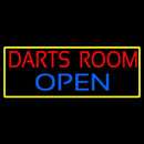 Darts Room Open With Yellow Border Handmade Art Neon Sign