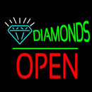 Diamonds Logo Block Open Green Line Handmade Art Neon Sign
