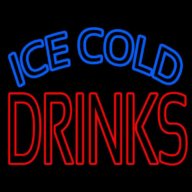 Double Stroke Ice Cold Drinks Handmade Art Neon Sign
