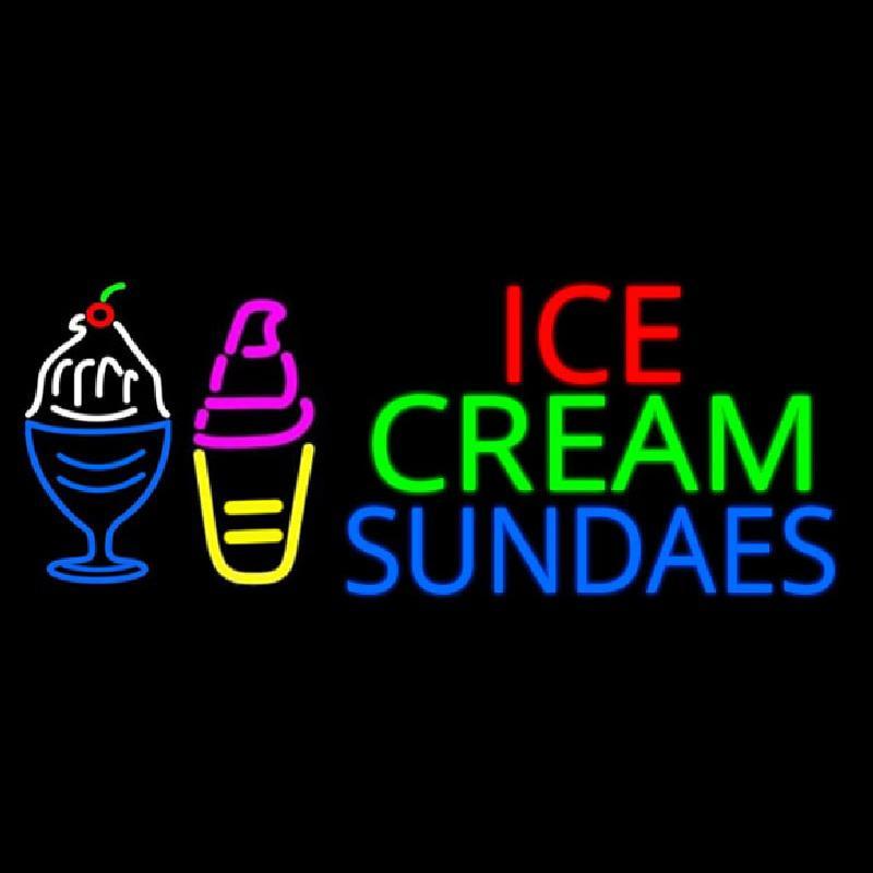 Double Stroke Ice Cream Sundaes Handmade Art Neon Sign