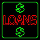 Double Stroke Loans With Dollar Logo With Green Border Handmade Art Neon Sign