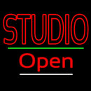 Double Stroke Red Studio With Open 3 Handmade Art Neon Sign