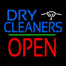 Dry Cleaners Logo Block Open Green Line Handmade Art Neon Sign