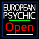European Psychic Open Blue Border Handmade Art Neon Sign