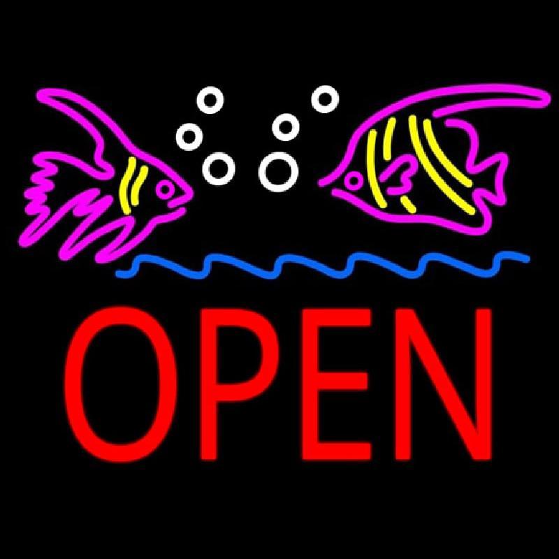 Fish Logo Block Open Handmade Art Neon Sign