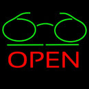 Glasses Logo Block Open Green Line Handmade Art Neon Sign